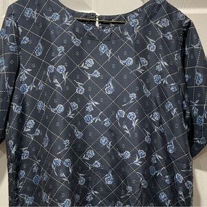 Silk blue floral blouse M